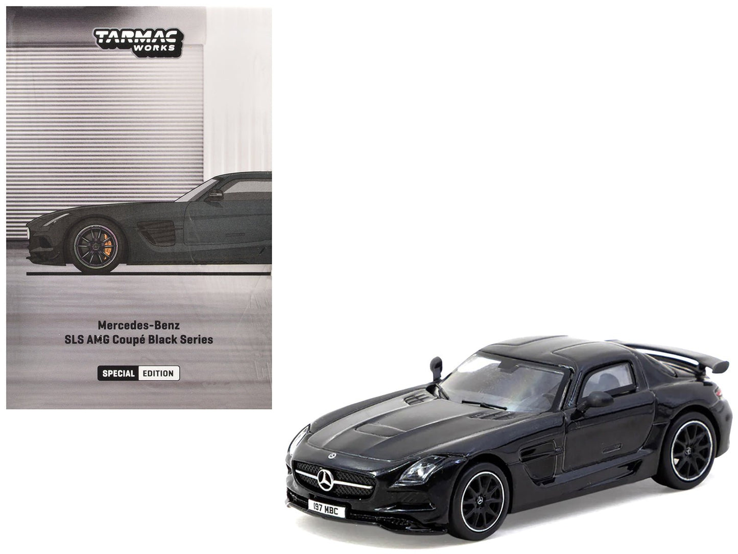 Mercedes-Benz SLS AMG Coupe Black Series Black Metallic "Global64" Series 1/64 Diecast Model by Tarmac Works free shipping USA