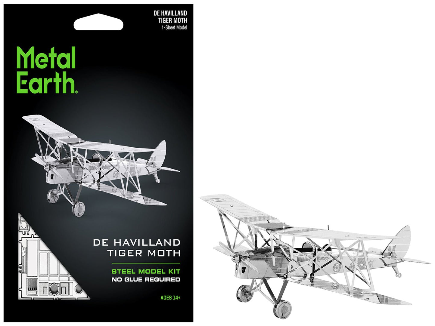 Model Kit De Havilland Tiger Moth Trainer Aircraft (Moderate Difficulty) Steel Model by Metal Earth free shipping USA