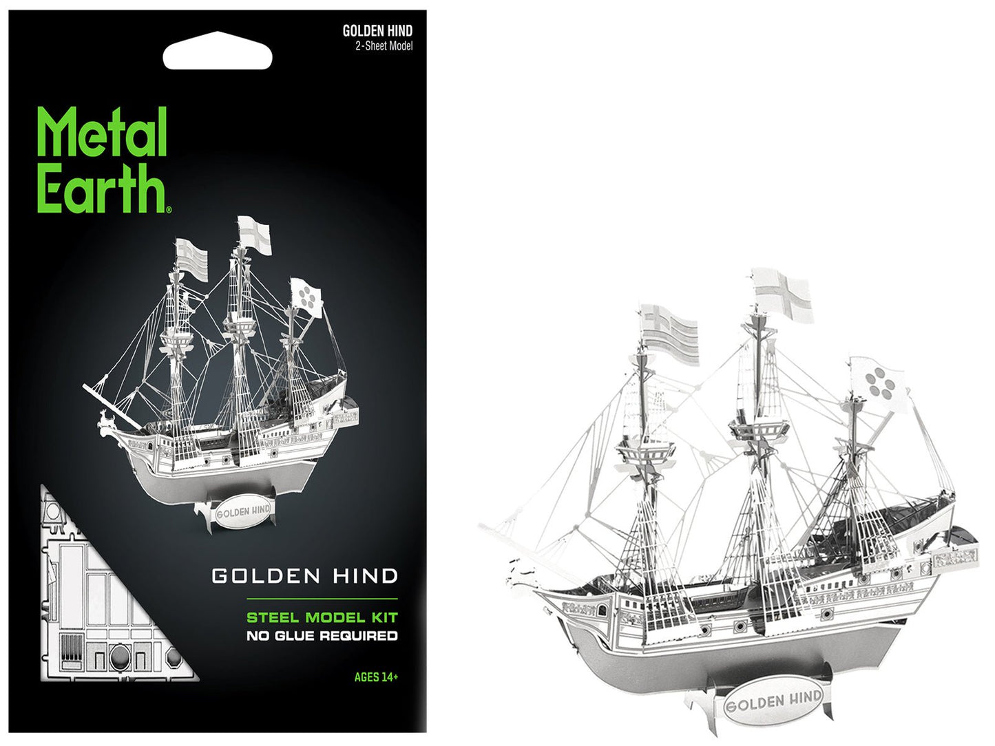 Model Kit Golden Hind Galleon (Moderate Difficulty) Steel Model by Metal Earth free shipping USA