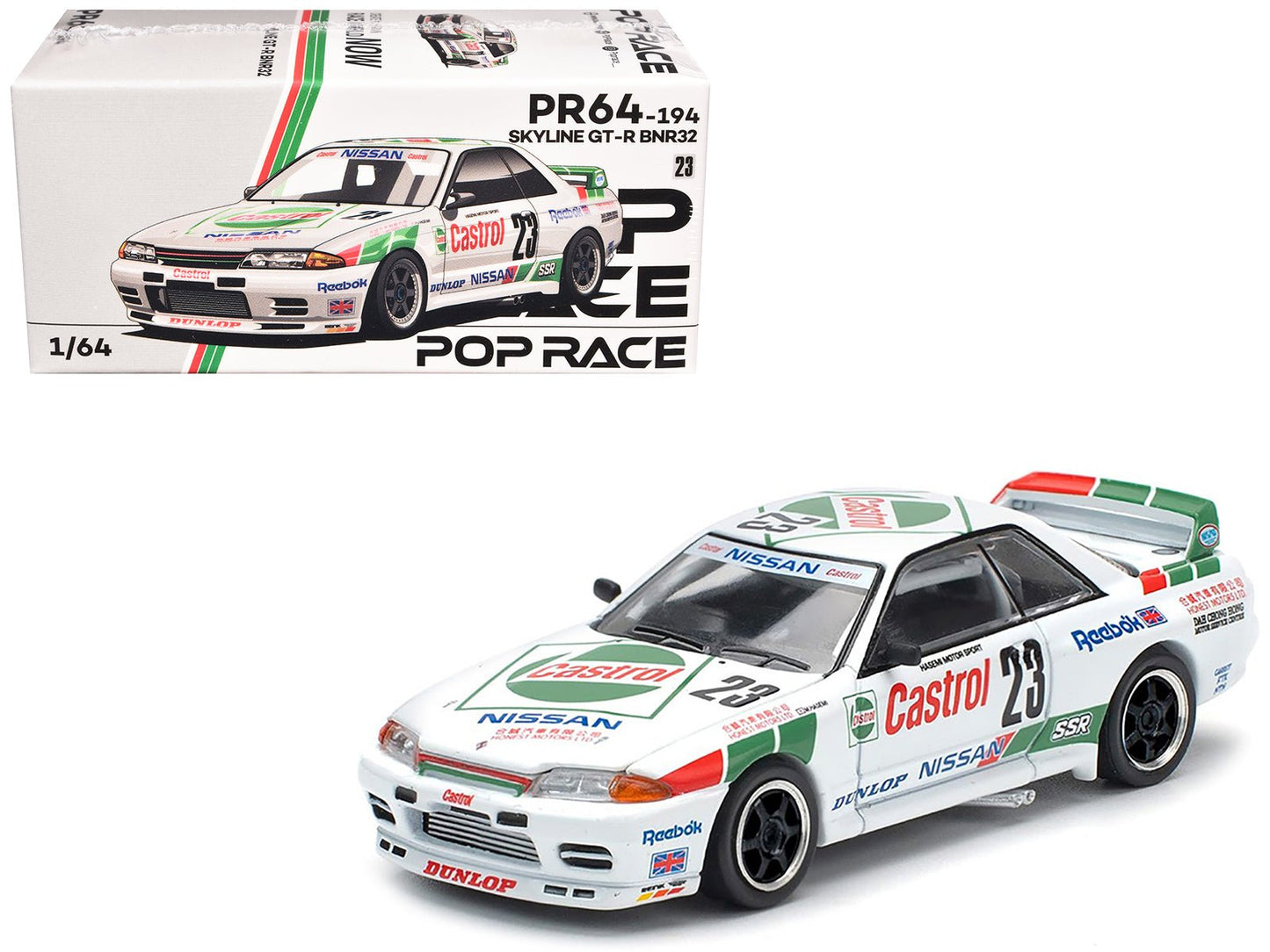 Nissan Skyline GT-R (BNR32) RHD (Right Hand Drive) #23 Winner "Macau Guia Race" (1990) 1/64 Diecast Model Car by Pop Race free shipping USA