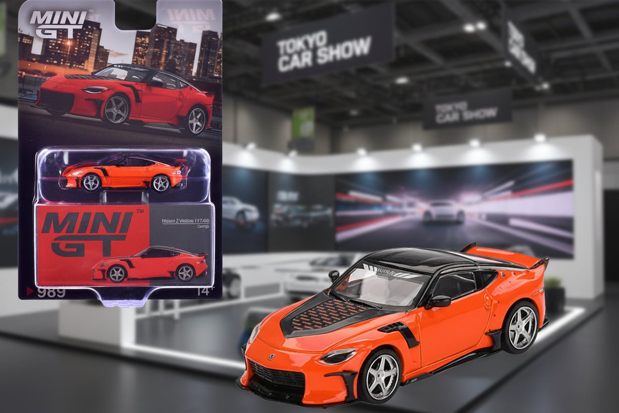 Nissan Z VeilSide FFZ400 Orange with Black Top Limited Edition 1/64 Diecast Model Car by Mini GT free shipping USA