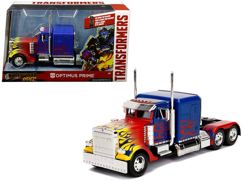 Optimus Prime Truck with Robot on Chassis from "Transformers" Movie "Hollywood Rides" Series Diecast Model by Jada free shipping USA