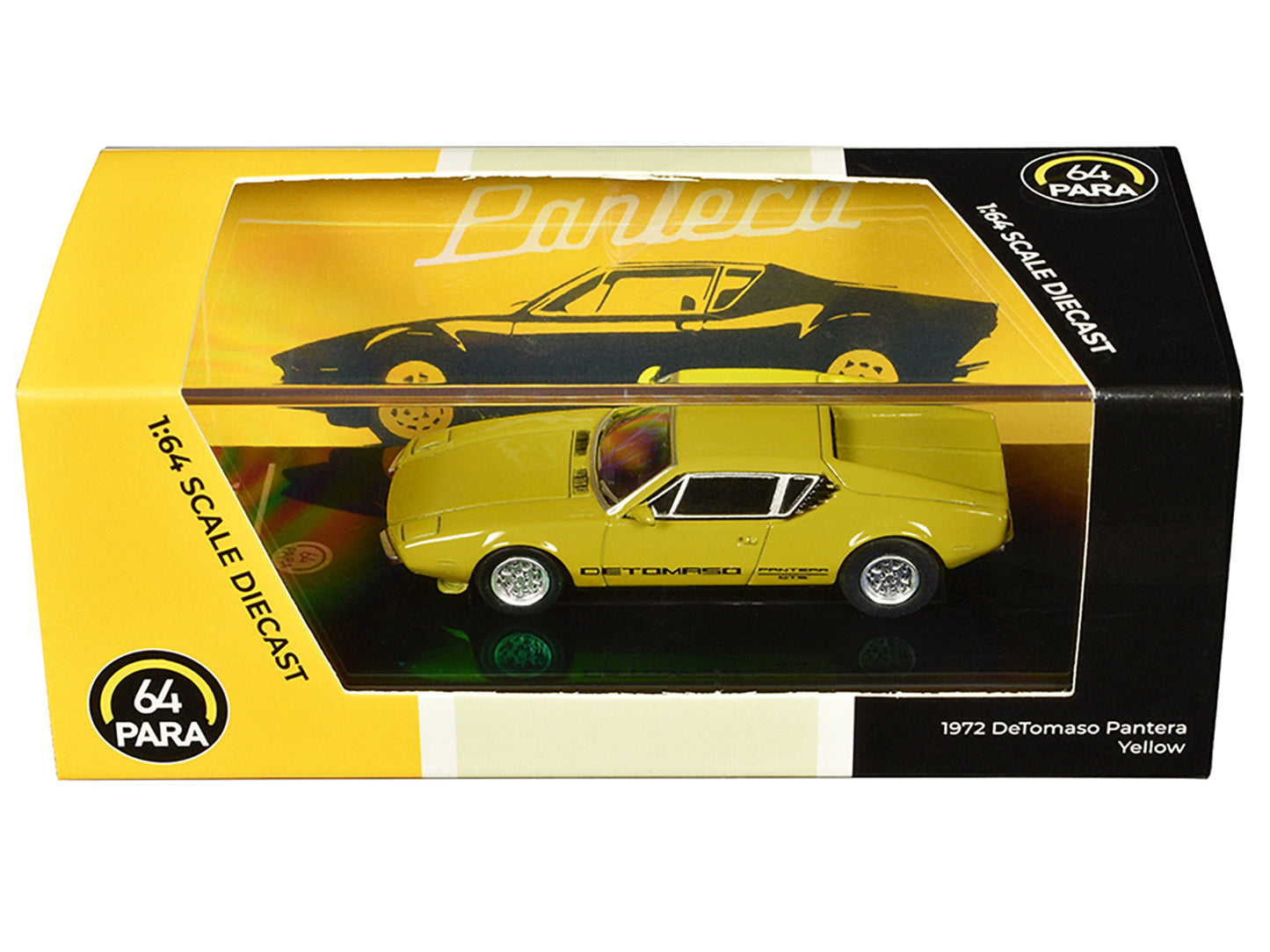 1972 De Tomaso Pantera Yellow 1/64 Diecast Model Car by Paragon Models free shipping USA