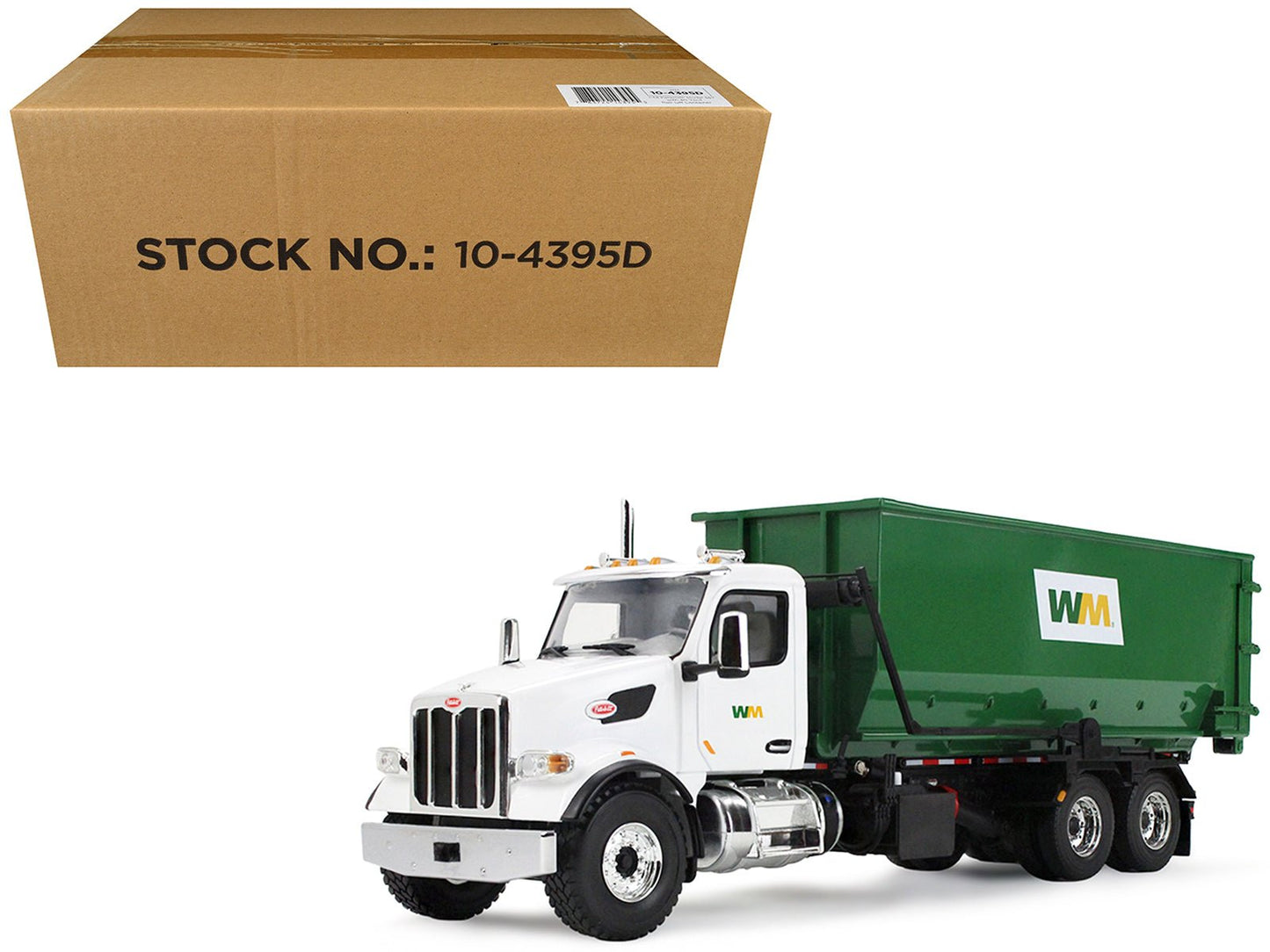 Peterbilt 567 Refuse Garbage Truck with 40 Yard Roll-Off Container "Waste Management" White and Green 1/34 Diecast Model by First Gear free shipping USA