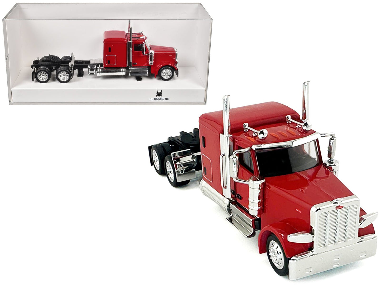 Peterbilt 589 Truck with 72 Inch Sleeper Red 1/87 (HO) Plastic Model Car by HO Logistics free shipping USA
