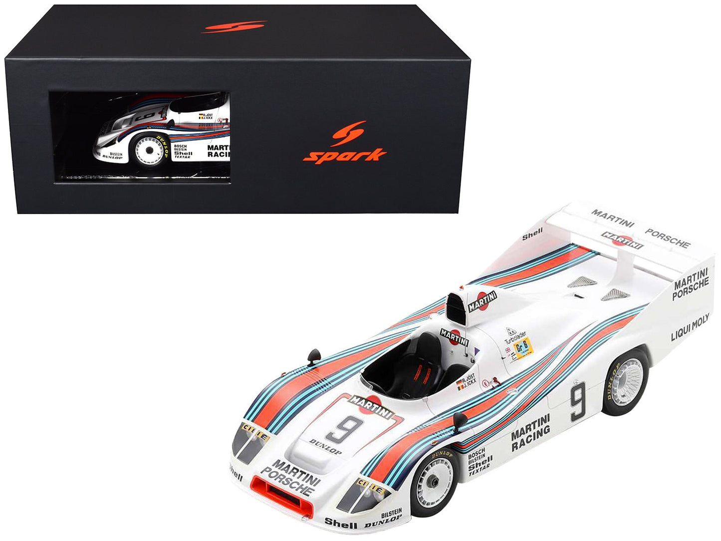 Porsche 908/80 #9 Jacky Ickx - Reinhold Joest "Martini Racing" 2nd Place "24 Hours of Le Mans" (1980) with Acrylic Display Case 1/18 Model Car by Spark free shipping USA