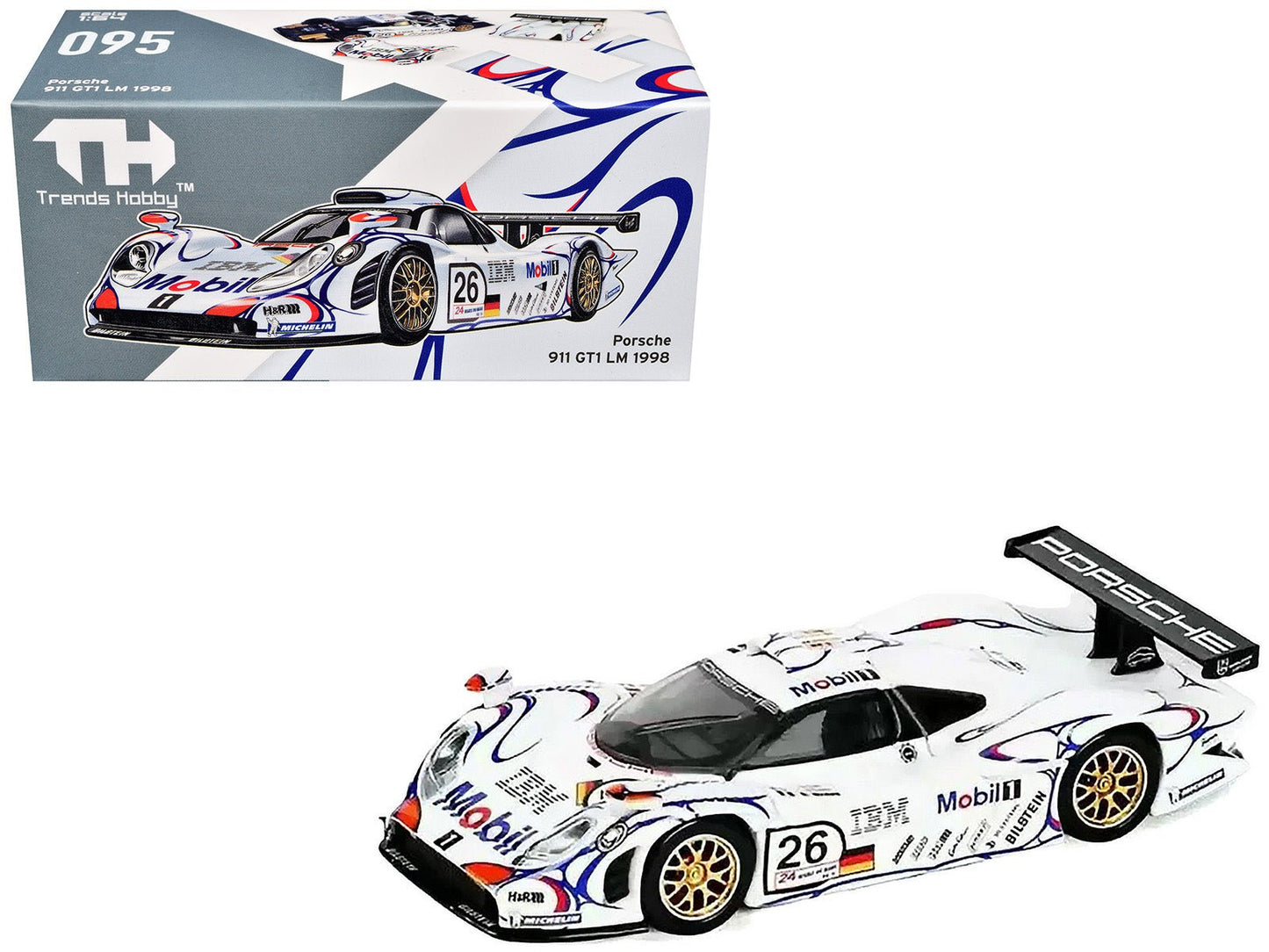 Porsche 911 GT1 #26 Allan McNish - Stephane Ortelli - Laurent Aiello "Porsche AG" Winner "24 Hours of Le Mans" (1998) 1/64 Diecast Model Car by Trends Hobby free shipping USA