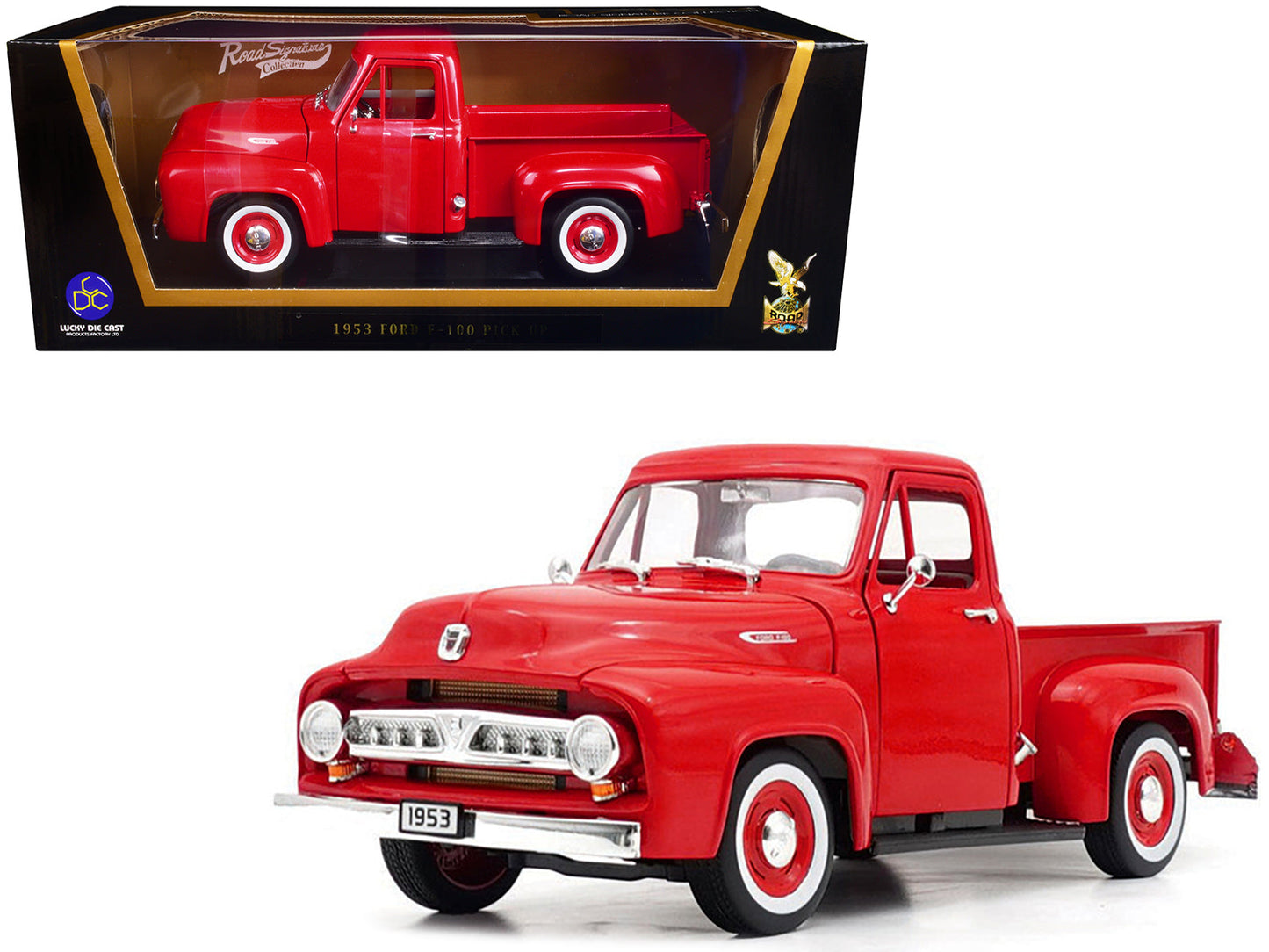 1953 Ford F-100 Pickup Truck Red 1/18 Diecast Model Car by Road Signature free shipping USA