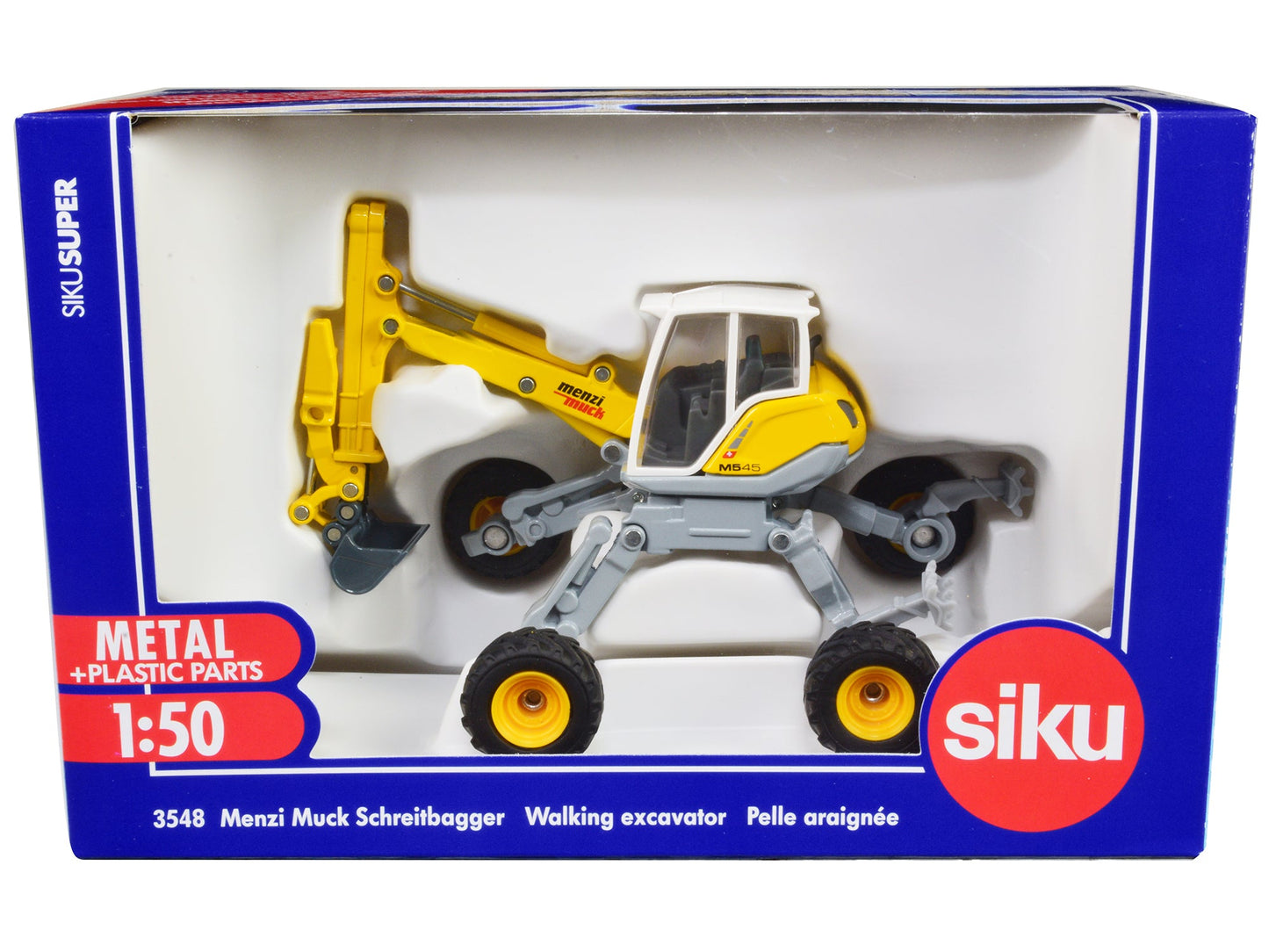 Menzi Muck M545 Walking Excavator Yellow with White Top 1/50 Diecast Model by Siku free shipping USA