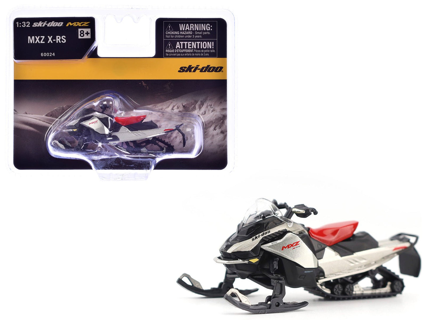 Ski-Doo MXZ X-RS Snowmobile Spartan Red and Gray Metallic 1/32 Diecast Model by BRP Models free shipping USA