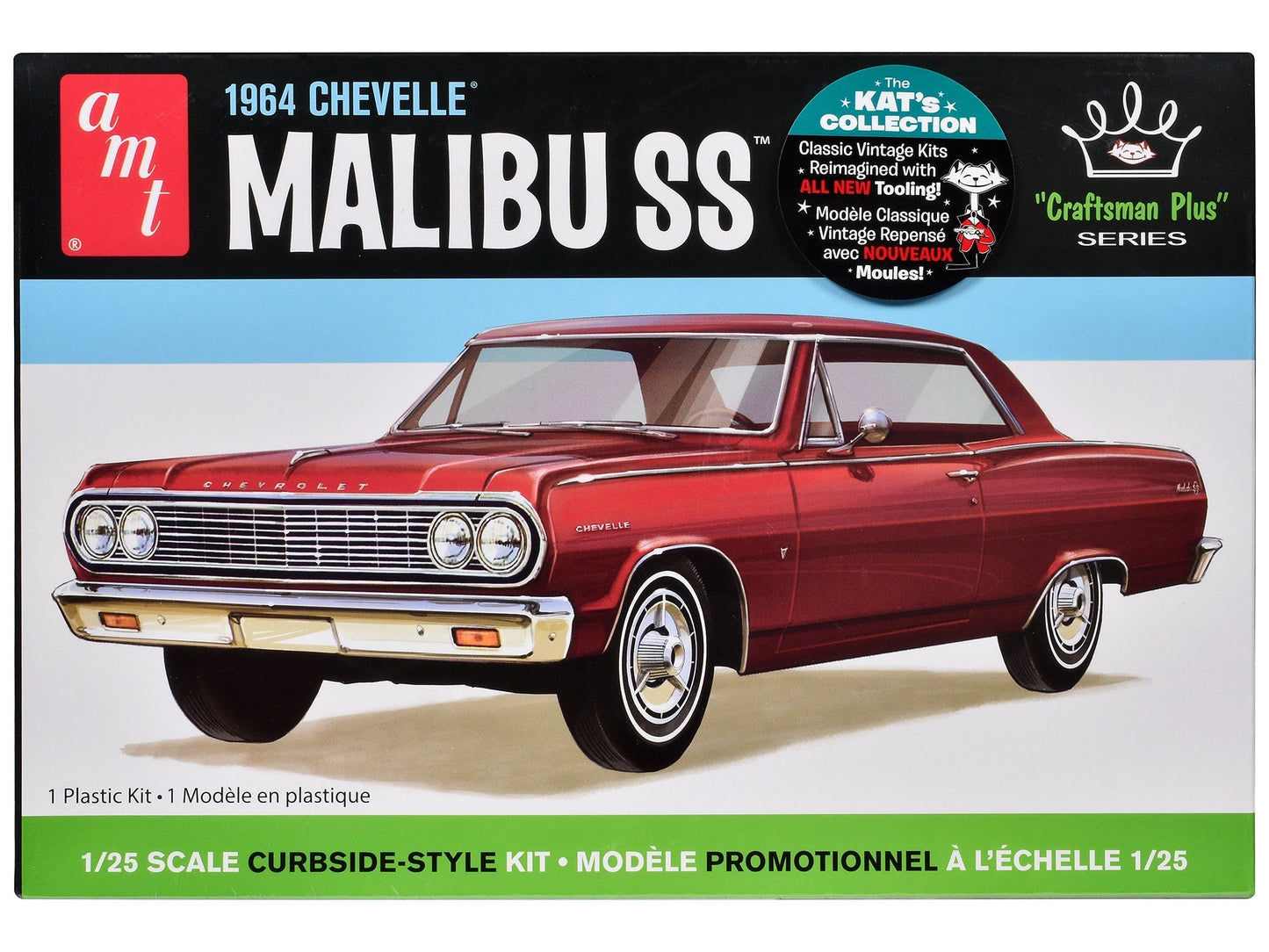 Skill 2 Model Kit 1964 Chevrolet Chevelle Malibu SS "Craftsman Plus" Series 1/25 Scale Model by AMT free shipping USA