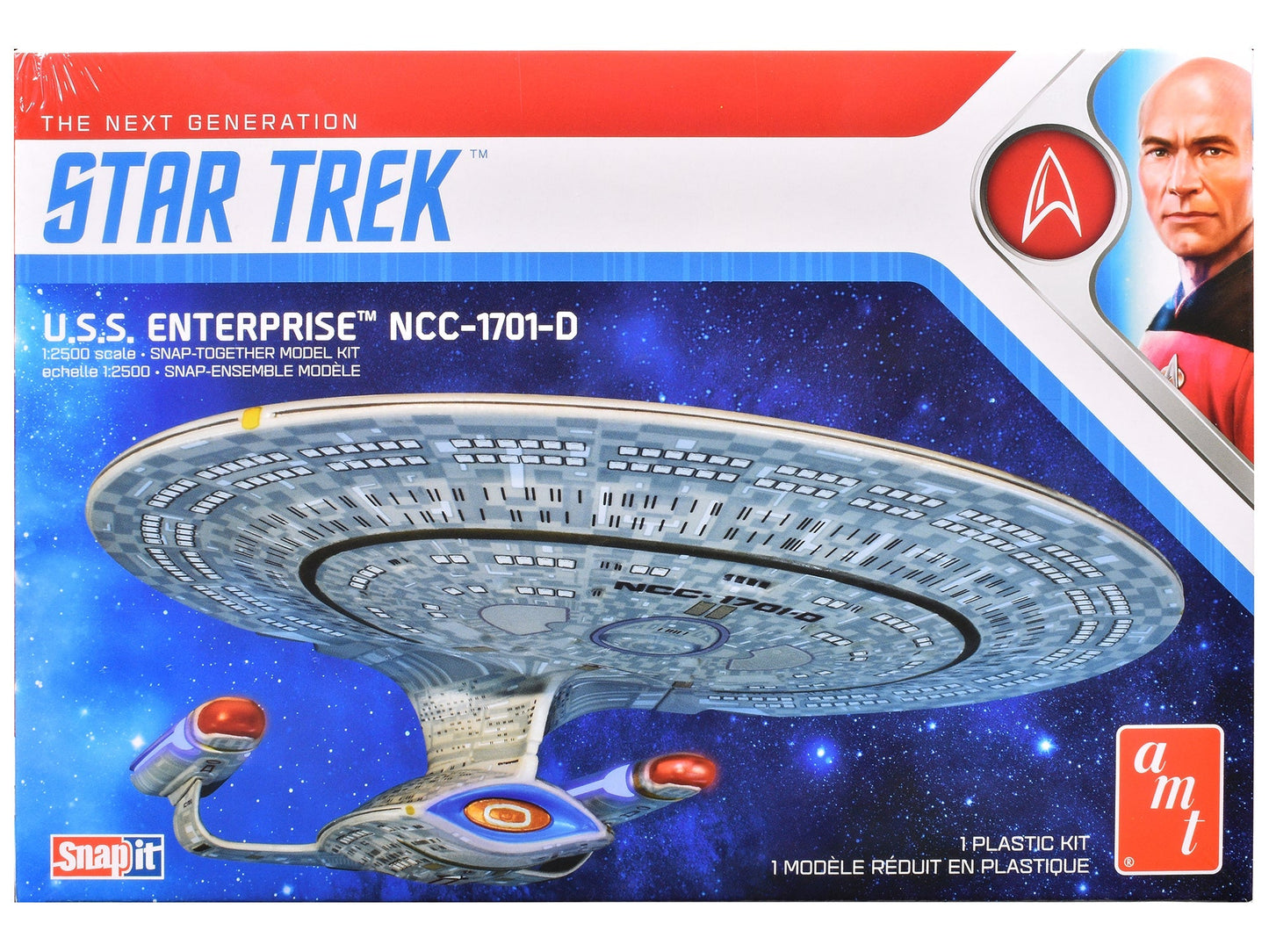 Skill 2 Model Kit U.S.S. Enterprise NCC-1701-D Space Ship "Star Trek: The Next Generation" (1987) TV Series 1/2500 Scale Model by AMT free shipping USA