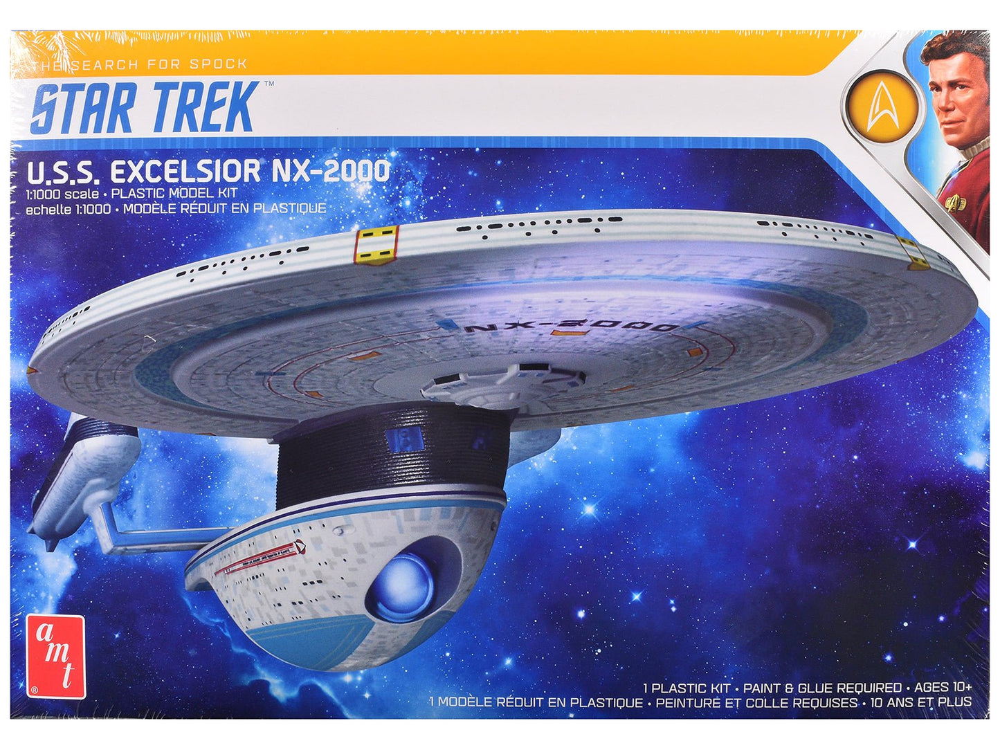 Skill 2 Model Kit U.S.S. Excelsior NX-2000 Space Ship "Star Trek III: The Search for Spock" (1984) Movie 1/1000 Scale Model by AMT free shipping USA