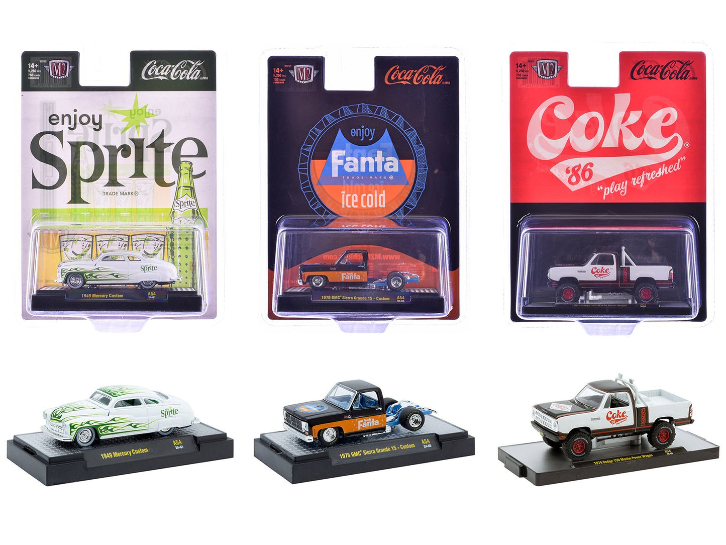 "Sodas" Set of 3 pieces Release 54 Limited Edition to 10000 pieces Worldwide 1/64 Diecast Model Cars by M2 Machines free shipping USA