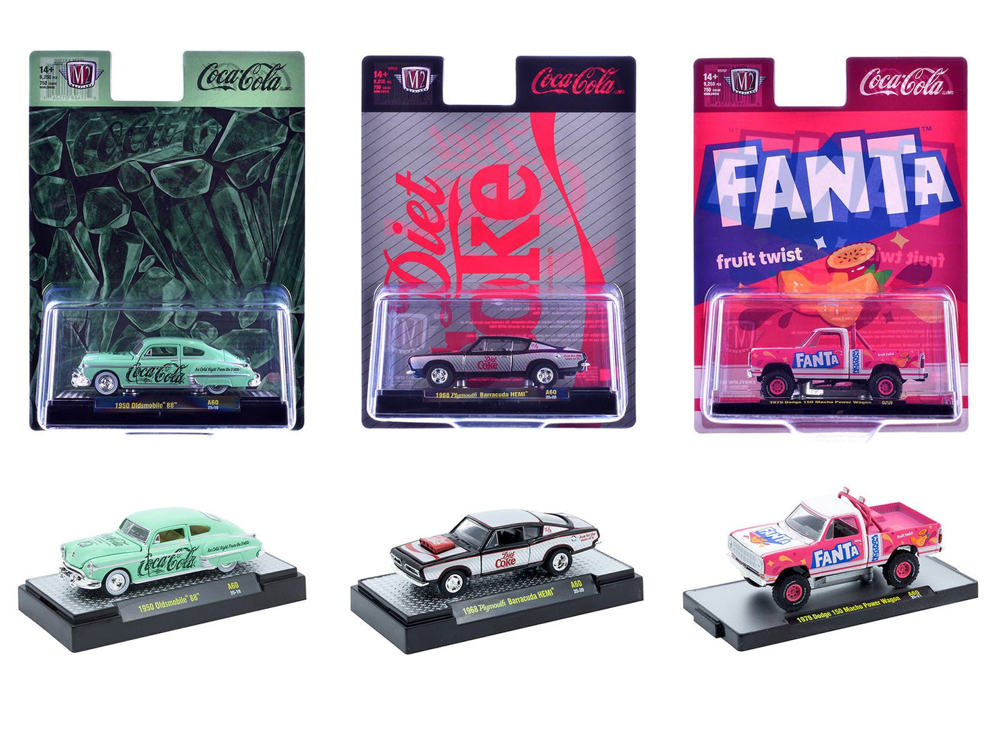 "Sodas" Set of 3 pieces Release 60 Limited Edition to 10000 pieces Worldwide 1/64 Diecast Model Cars by M2 Machines free shipping USA