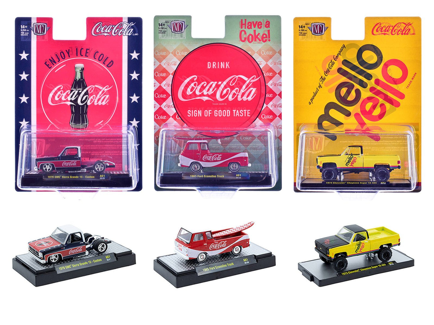 "Sodas" Set of 3 pieces Release 61 Limited Edition to 10000 pieces Worldwide 1/64 Diecast Model Cars by M2 Machines free shipping USA