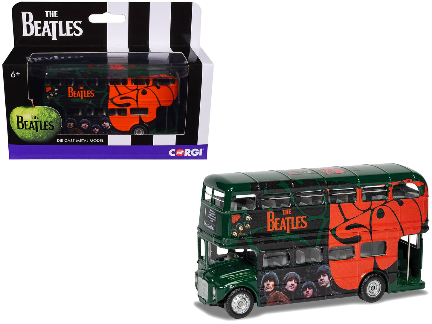The Beatles London Double Decker Bus "Rubber Soul" Green Diecast Model Car by Corgi free shipping USA