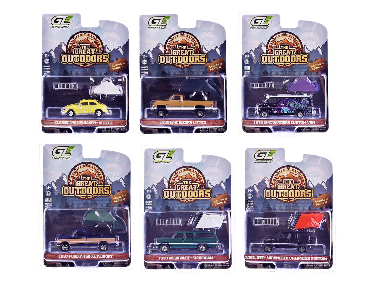 "The Great Outdoors" Series 4 Set of 6 pieces 1/64 Diecast Model Cars by Greenlight free shipping USA