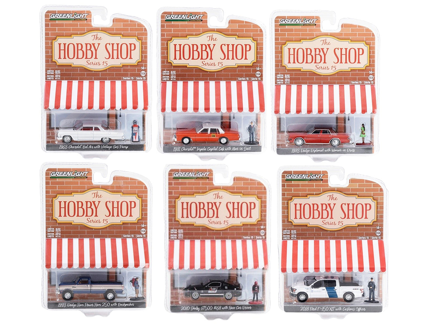 "The Hobby Shop" Set of 6 pieces Series 15 1/64 Diecast Model Cars by Greenlight free shipping USA
