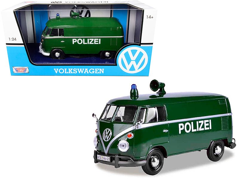 Volkswagen Type 2 (T1) Police Van "Polizei" Dark Green 1/24 Diecast Model Car by Motormax free shipping USA