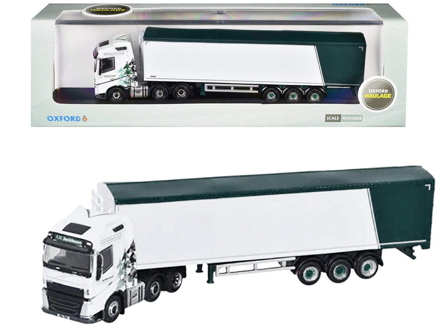 Volvo FH4 Truck RHD (Right Hand Drive) with Walking Floor Trailer "AW Jenkinson" White with Graphics 1/148 (N) Scale Diecast Model Car by Oxford Diecast free shipping USA