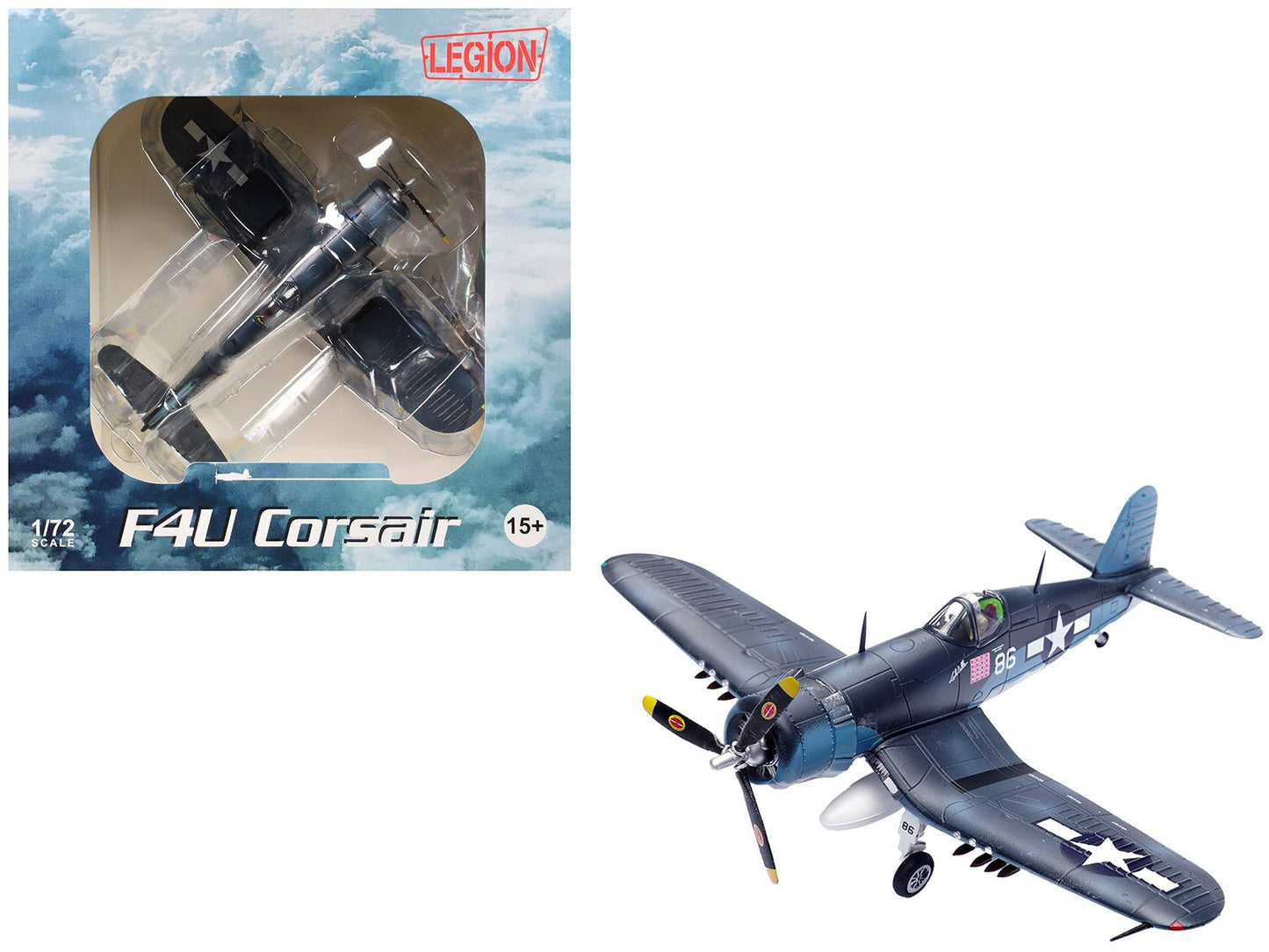 Vought F4U-1A Corsair Fighter Plane Marine "Lucybelle Maj. Gregory 'Pappy' Boyington VMF-214 Black Sheep Vella Lavella" (1943) United States Marines 1/72 Diecast Model Airplane by Legion free shipping USA