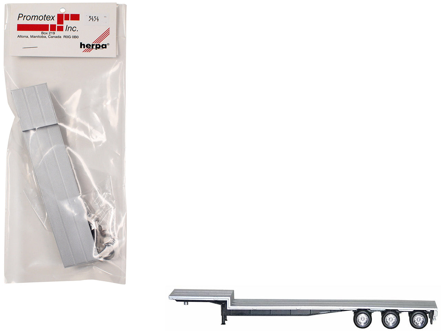 48ft 3-Axle Drop Deck Trailer with Chrome Wheels and Silver Top 1/87 (HO) Plastic Model by Promotex  free shipping USA