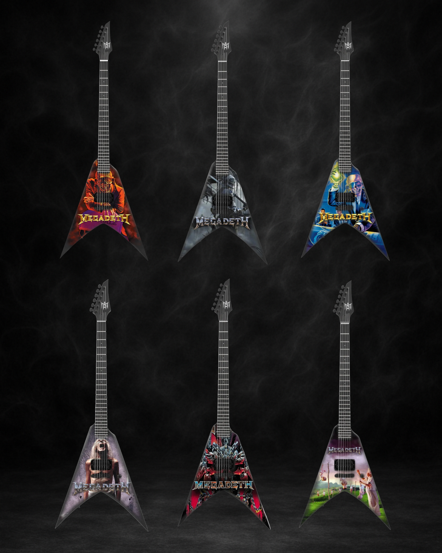 Megadeth - The Complete Megadeath Collectible Miniature Guitar Set – All 6 Official Designs