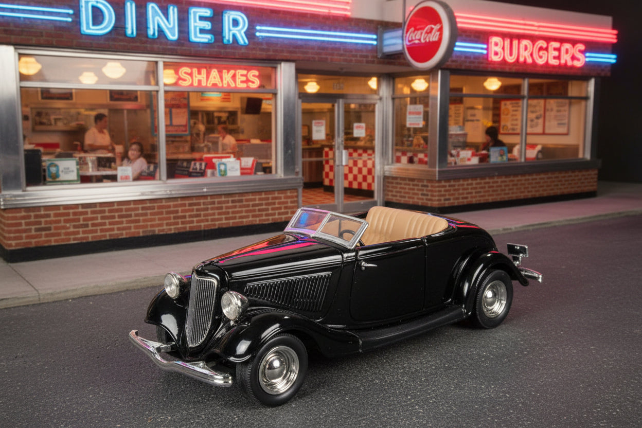 1934 Ford Coupe Convertible Black 1/24 Diecast Model Car by Motormax  free shipping USA