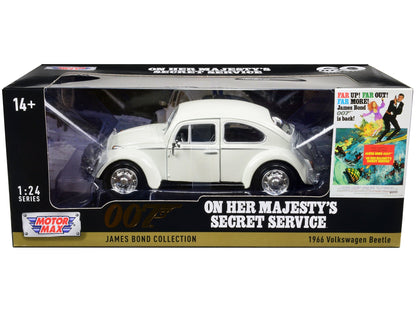 1966 Volkswagen Beetle White James Bond 007 "On Her Majesty's Secret Service" (1969) Movie "James Bond Collection" Series 1/24 Diecast Model Car by Motormax  free shipping USA