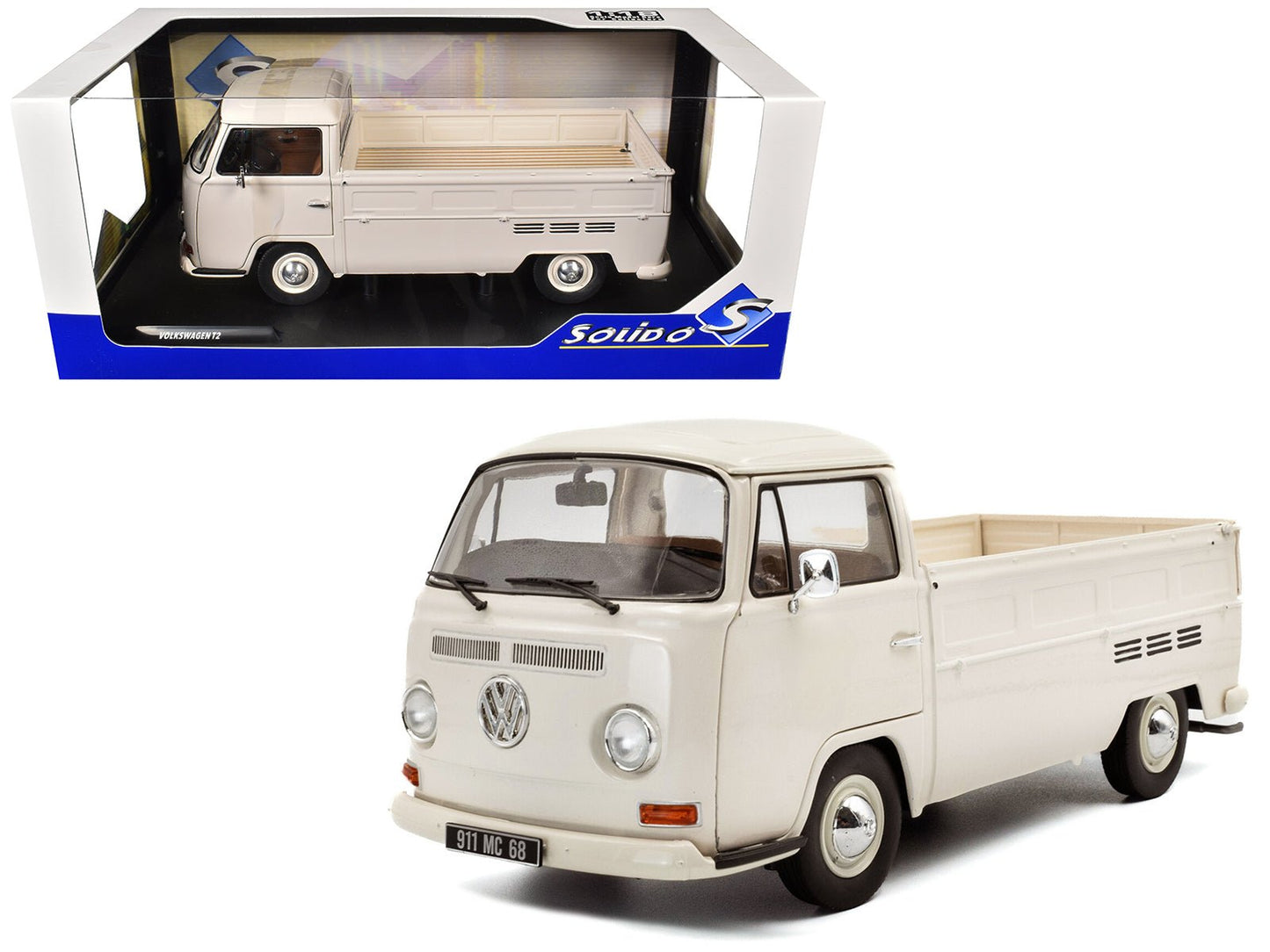1968 Volkswagen T2 Pickup Truck Beige 1/18 Diecast Model Car by Solido  free shipping USA