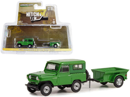 1972 Nissan Patrol Green with 1/4 Ton Cargo Trailer "Hitch & Tow" Series 25 1/64 Diecast Model Car by Greenlight  free shipping USA