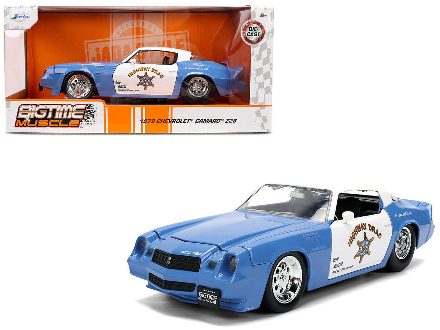 1979 Chevrolet Camaro Z28 Police "Highway Drag" Blue and White "Bigtime Muscle" Series 1/24 Diecast Model Car by Jada  free shipping USA
