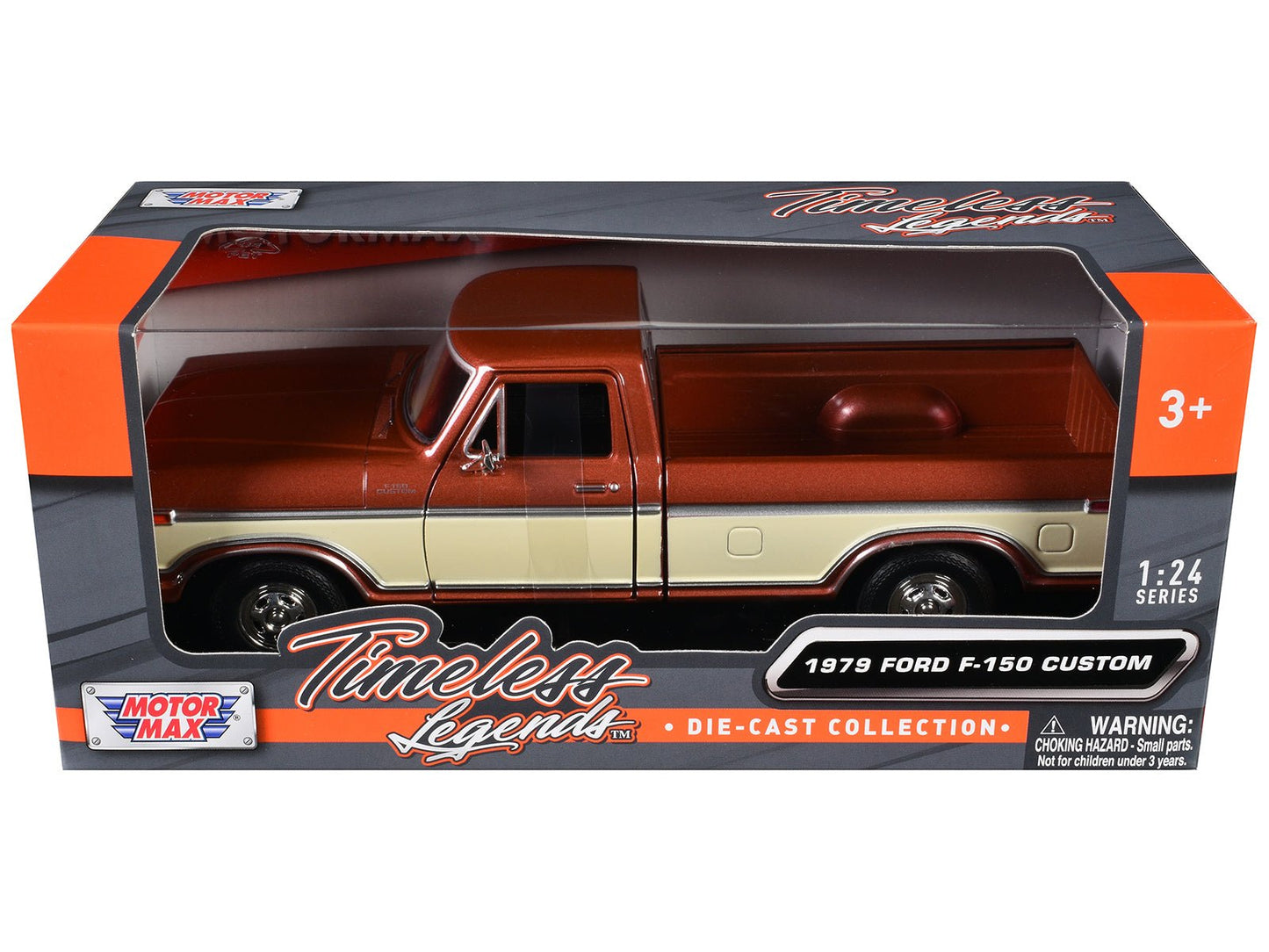 1979 Ford F-150 Custom Pickup Truck Brown Metallic and Cream "Timeless Legends" Series 1/24 Diecast Model Car by Motormax  free shipping USA
