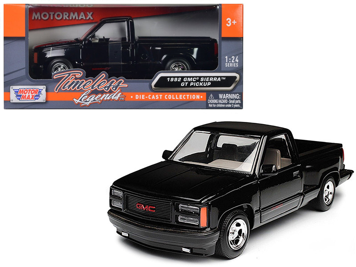 1992 GMC Sierra GT Black Pickup Truck 1/24 Diecast Model by Motormax  free shipping USA