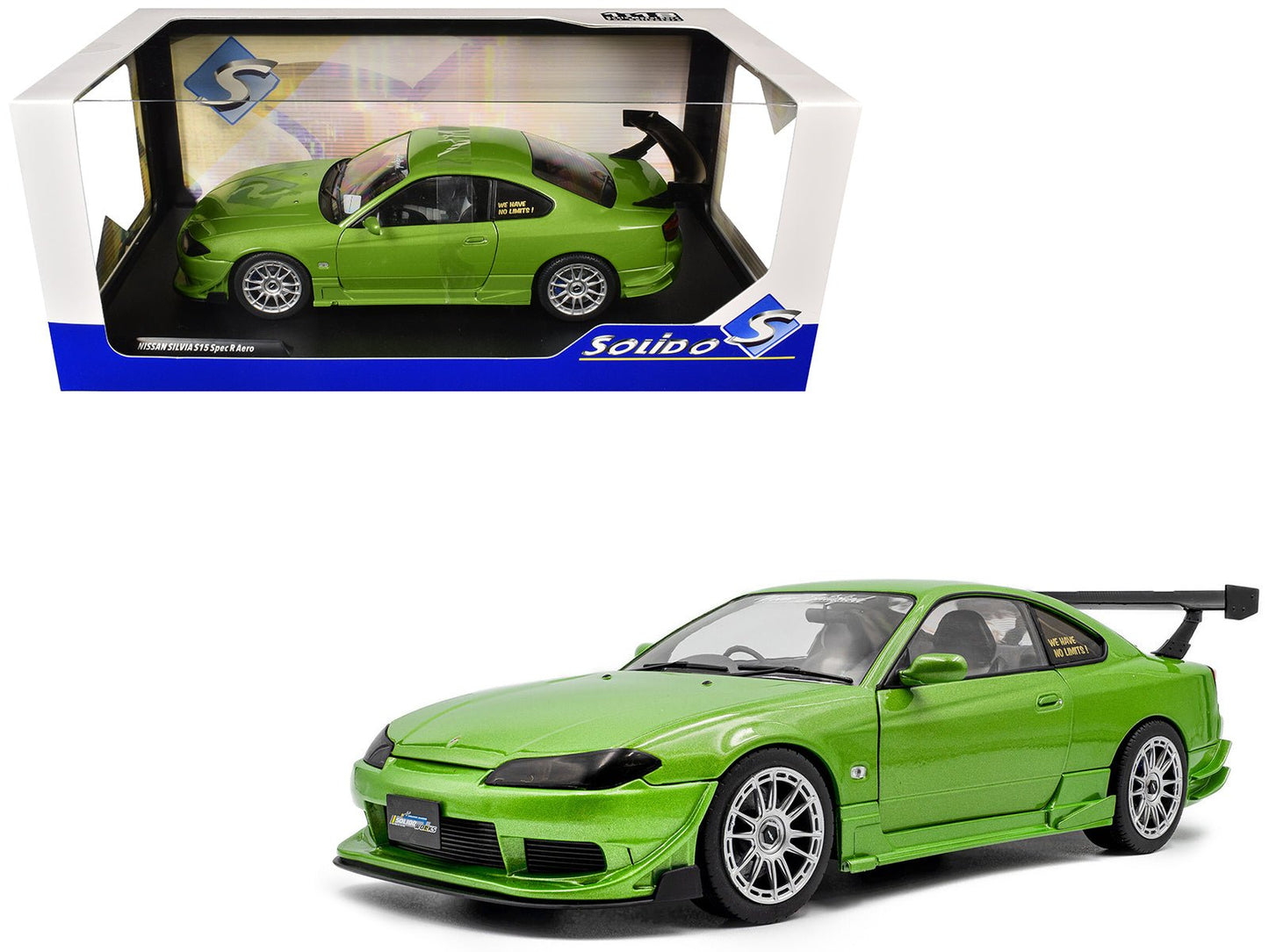 1999 Nissan Silvia S15 Spec-R Aero RHD (Right Hand Drive) "Never Satisfied" Green Metallic 1/18 Diecast Model Car by Solido  free shipping USA