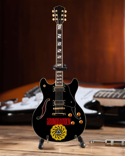 Licensed Soundgarden Logo Signature Chris Cornell Black Hollow Body Mini Guitar