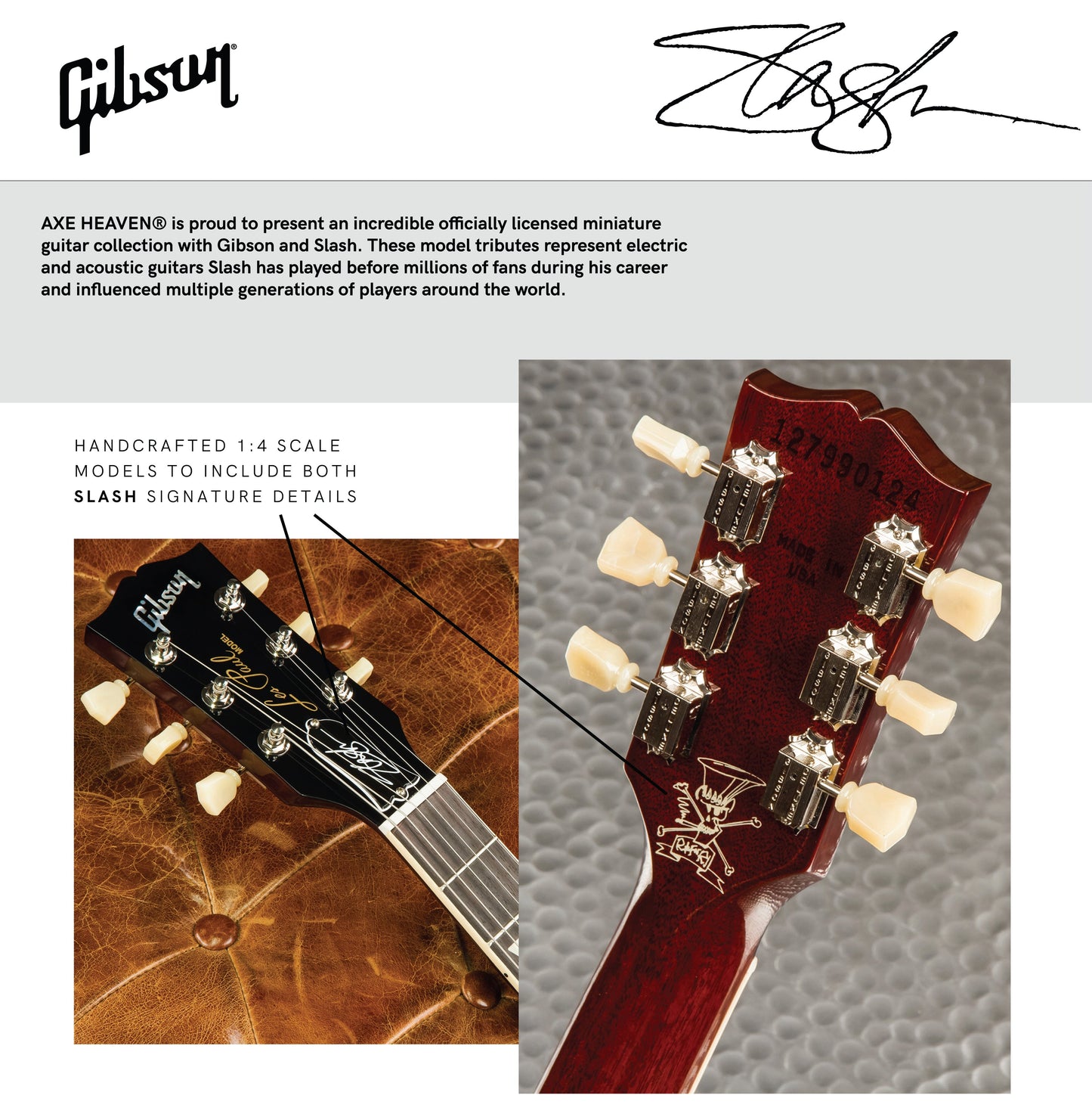 Slash Gibson Les Paul Standard Vermillion Burst 1:4 Scale Mini Guitar Model