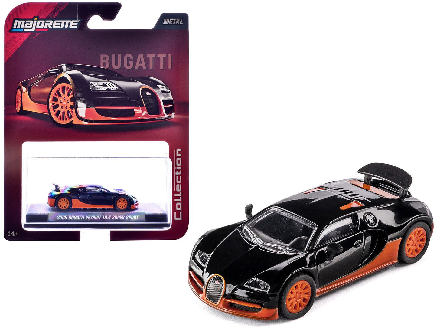 2005 Bugatti Veyron 16.4 Super Sport Black with Orange Accents "Collection" Series 1/64 Diecast Model Car by Majorette  free shipping USA