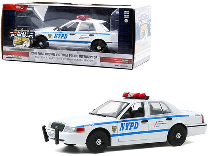 2011 Ford Crown Victoria Police Interceptor "New York City Police Department" (NYPD) White "Hot Pursuit" Series 1/24 Diecast Model Car by Greenlight  free shipping USA