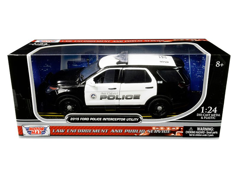 2015 Ford Police Interceptor Utility "San Gabriel Police" (California) Black and White 1/24 Diecast Model Car by Motormax  free shipping USA