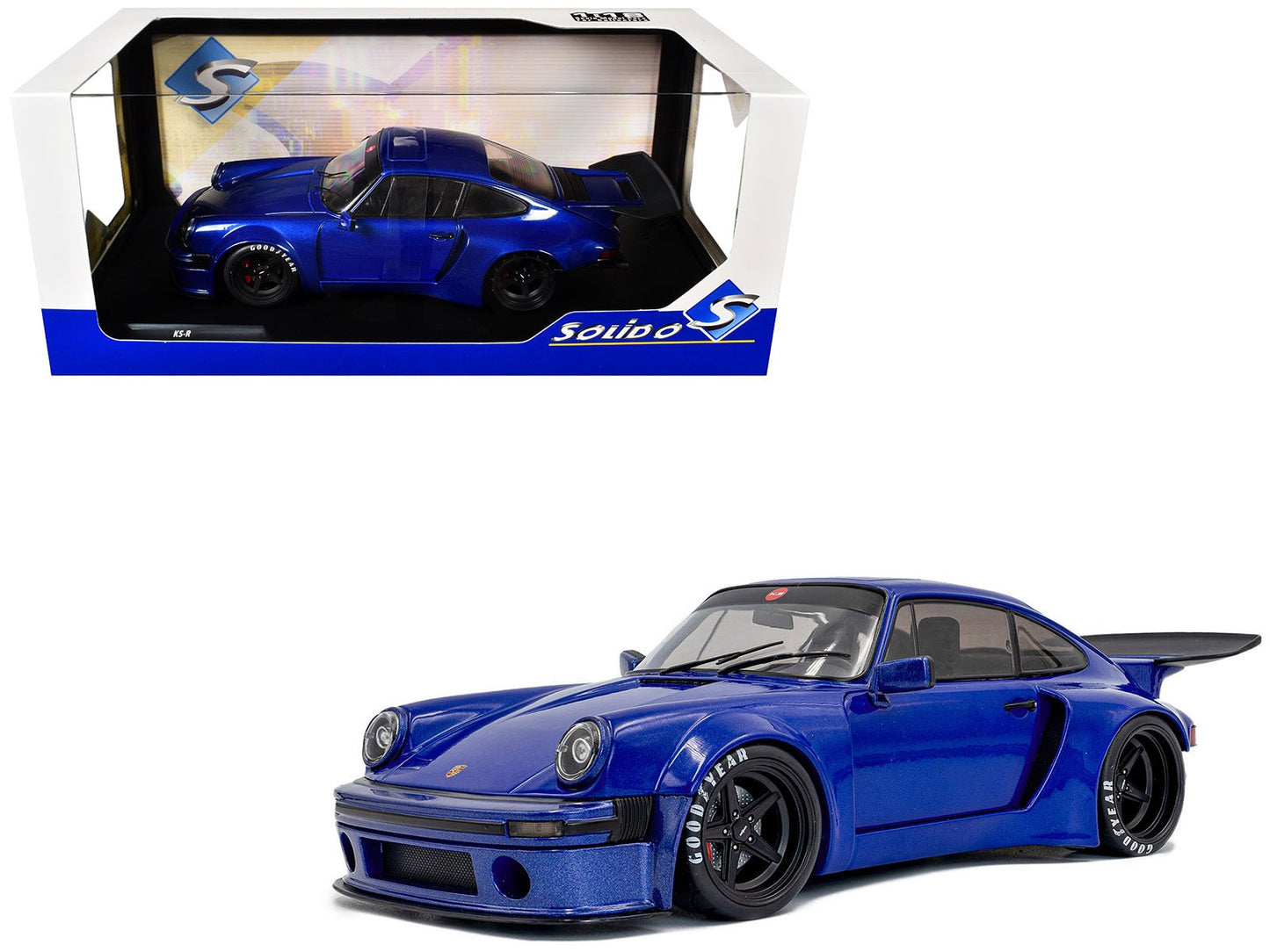 2024 Porsche 911 KS-R by Khyzyl Saleem Dark Blue Metallic 1/18 Diecast Model Car by Solido  free shipping USA