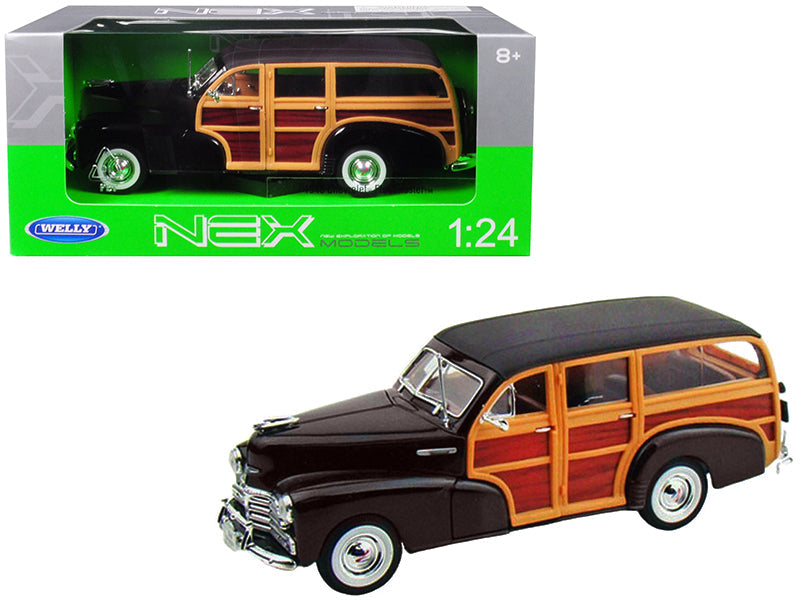 1948 Chevrolet Woody Fleetmaster Dark Brown 1/24 Diecast Model Car by Welly  free shipping USA
