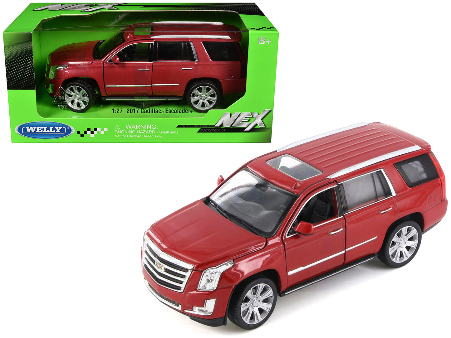 2017 Cadillac Escalade with Sunroof Red Metallic 1/24-1/27 Diecast Model Car by Welly  free shipping USA