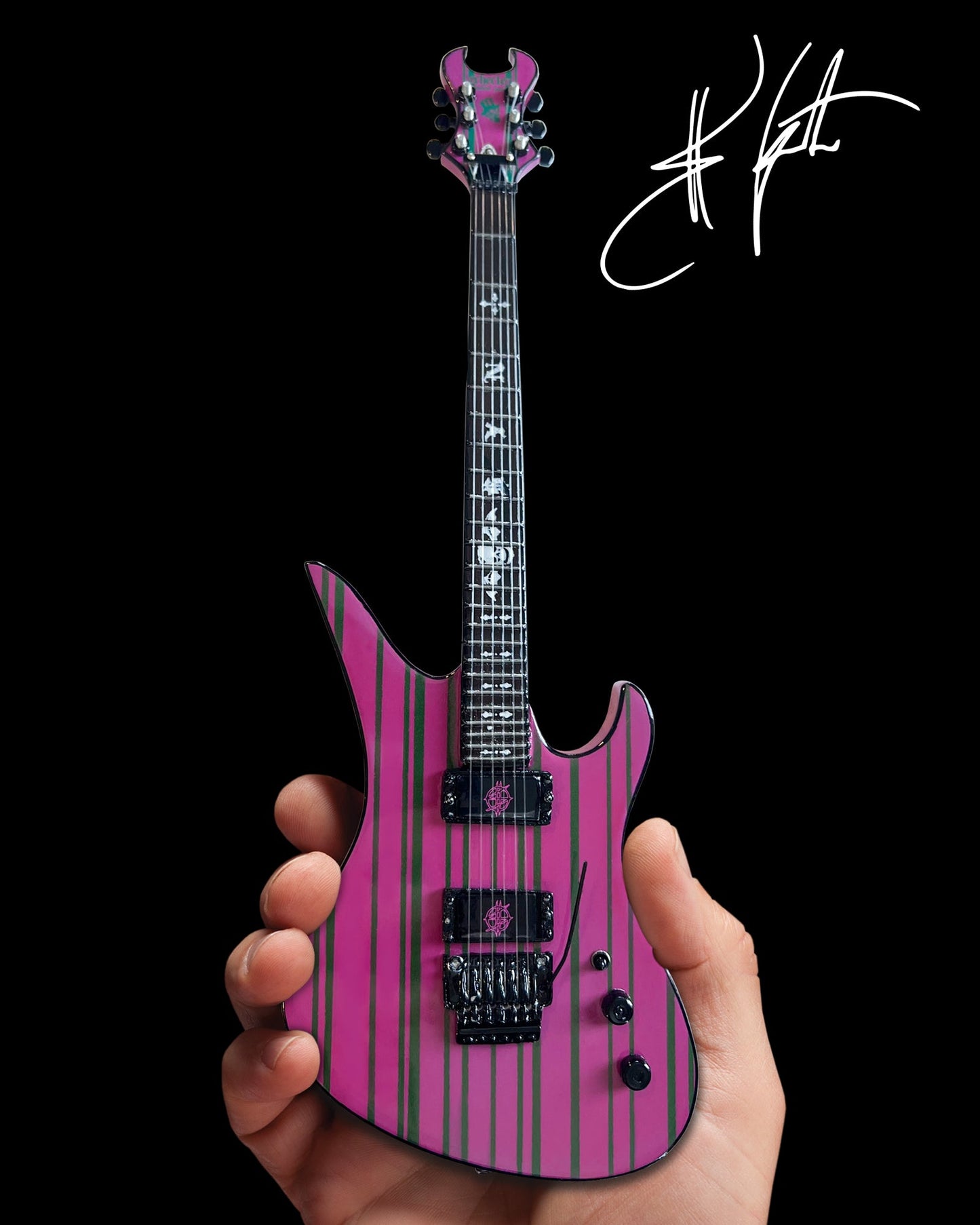 Officially Licensed Synyster Gates Purple & Green Schecter Mini Guitar from Avenged Sevenfold