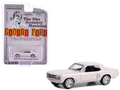 1967 Ford Mustang Coupe "She Country Special - Bill Goodro Ford Denver Colorado" Bermuda Sand "Hobby Exclusive" Series 1/64 Diecast Model Car by Greenlight  free shipping USA