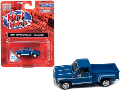 1976 Chevrolet Stepside Pickup Truck Hawaiian Blue with White Stripes 1/87 (HO) Scale Model Car by Classic Metal Works  free shipping USA