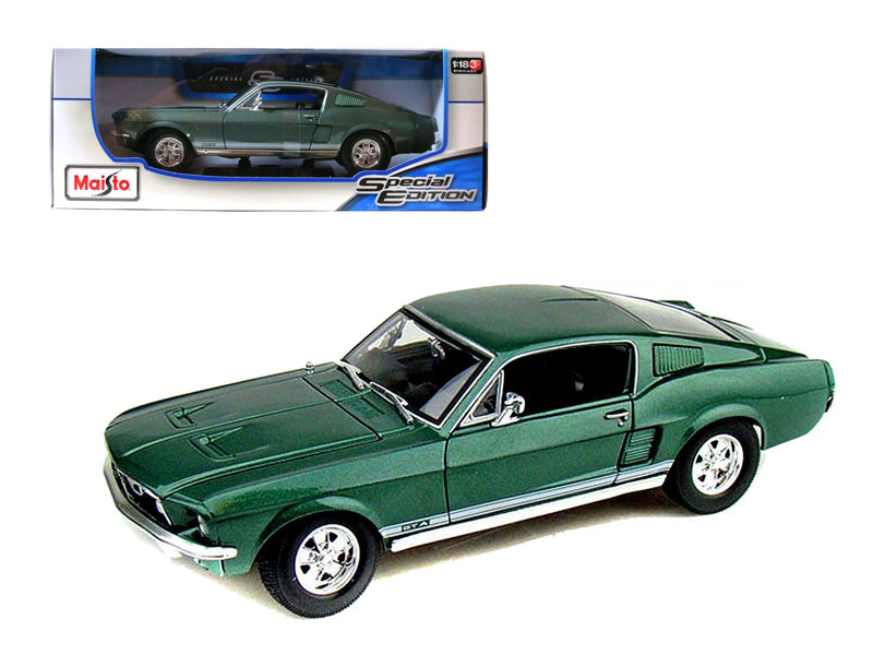 1967 Ford Mustang GTA Fastback Green Metallic with White Stripes 1/18 Diecast Model Car by Maisto  free shipping USA