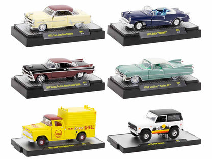 "Auto-Thentics" 6 piece Set Release 91 IN DISPLAY CASES Limited Edition 1/64 Diecast Model Cars by M2 Machines  free shipping USA