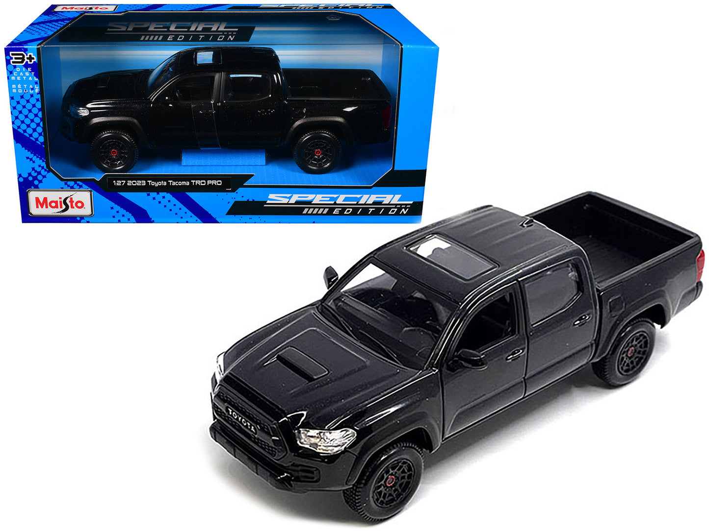 2023 Toyota Tacoma TRD PRO Pickup Truck Black Metallic with Sunroof "Special Edition" Series 1/27 Diecast Model Car by Maisto  free shipping USA